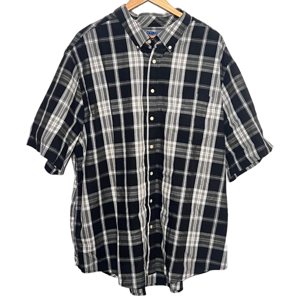 Mens 3XL black plaid shirt